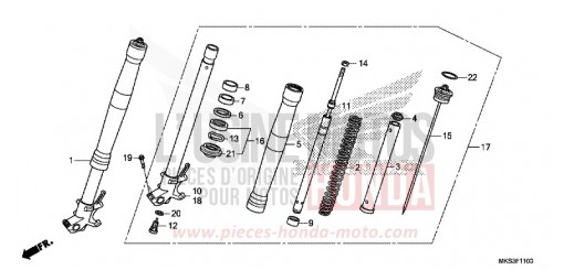 FOURCHETTE AVANT (CRF1100A/A2/AL/AL2/D/D2/DL/DL2) CRF1100DL de 2020